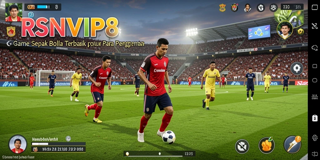 Screenshot menunjukkan aksi seru gameplay sepak bola di RSNVIP8.