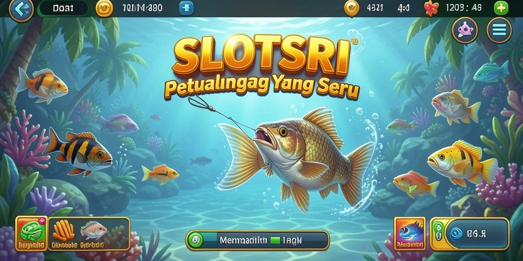 Screenshot gameplay SLOTSRI menampilkan moment seru saat menangkap ikan besar.